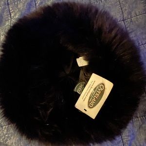 Beautiful lamb leather/fox trim hat
